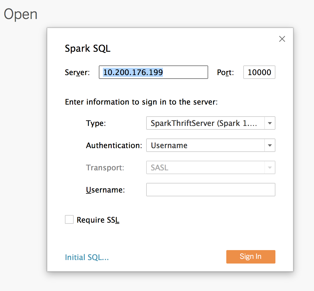 Spark SQL Tableau