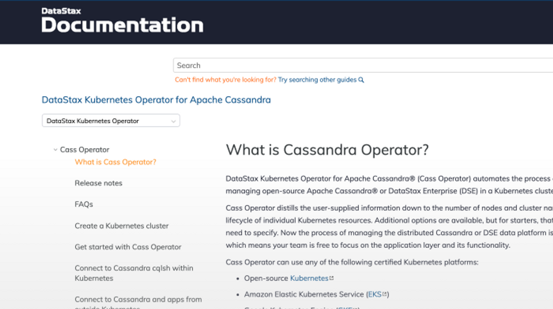 Docs: What is Cassandra Operator?