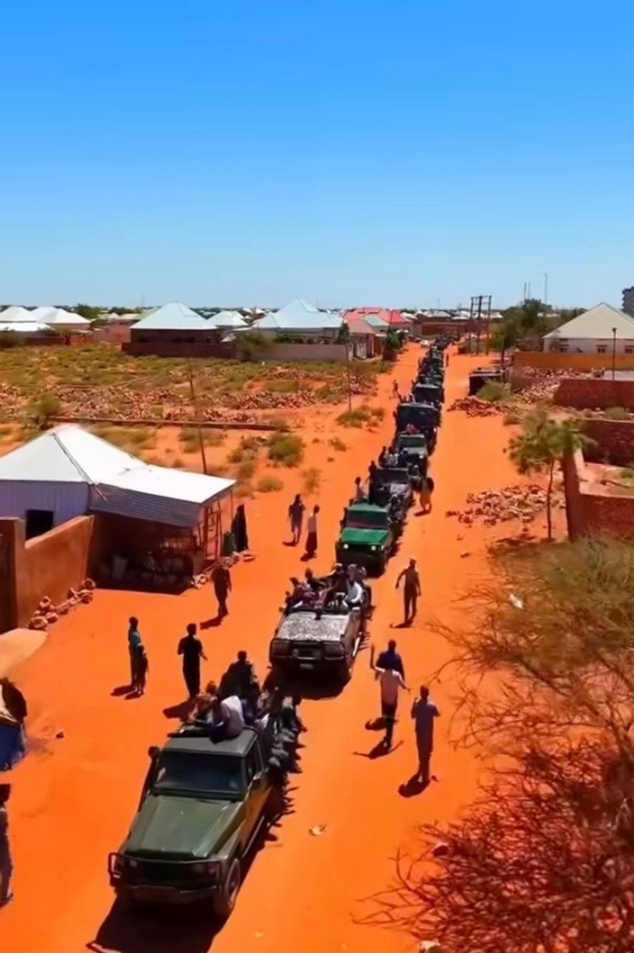 Heavily Armed Forces Parade Vehicles in Abudwak, Rejecting Hassan Sheikh’s Unilateral Election Plan
