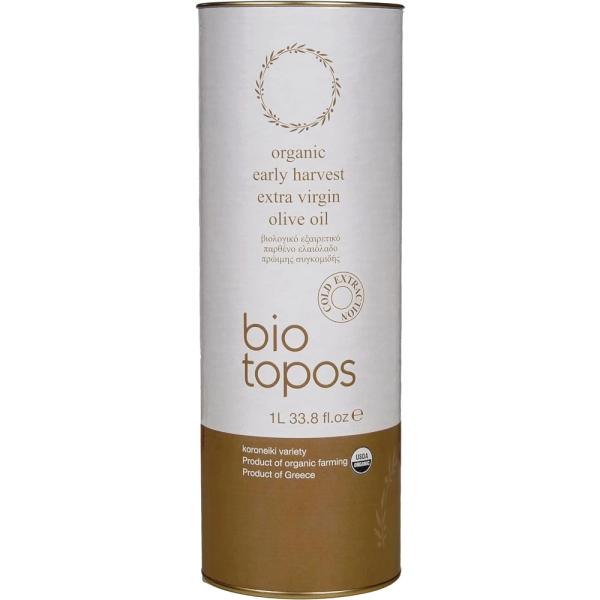 A bottle of Biotopos extra virgin olive oil