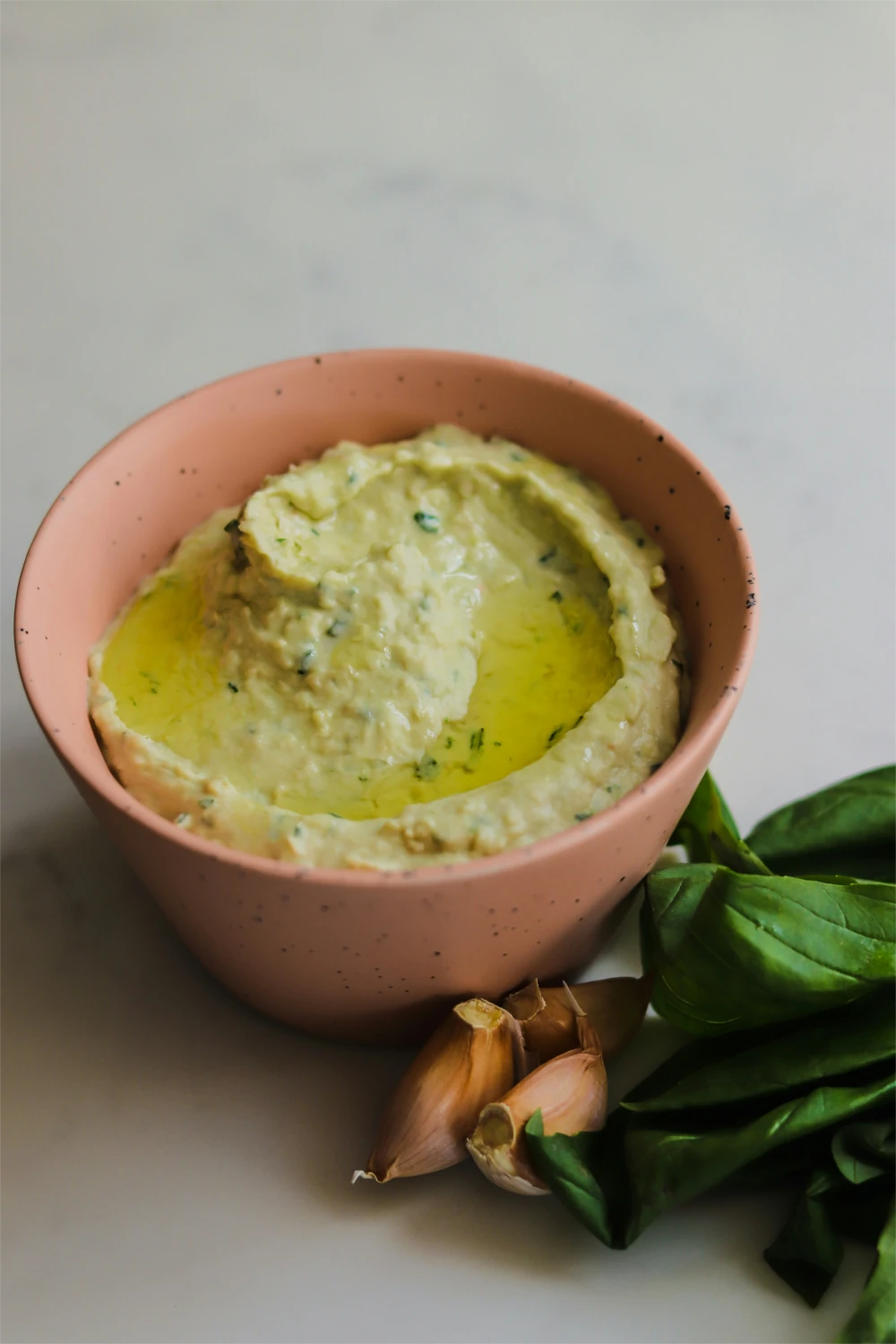 EVOO mixed with hummus