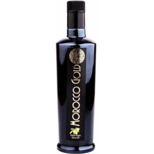 A bottle of Morocco Gold, an ultra premium extra virgin olive oil.