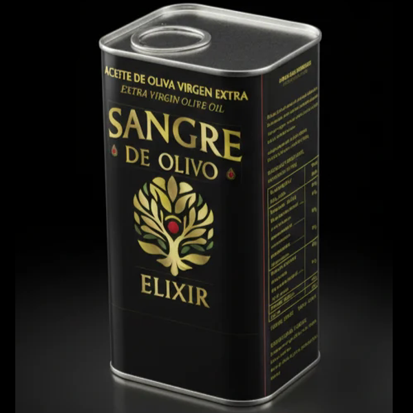 A bottle of Sangre de Olivo extra virgin olive oil