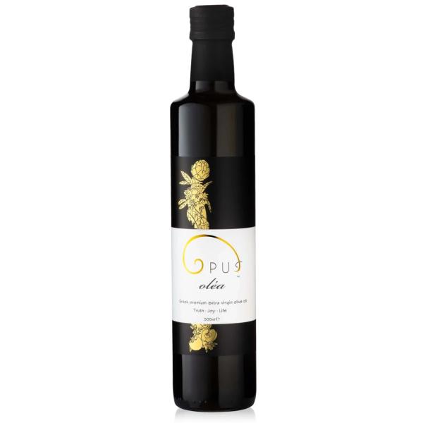 A bottle of Opus Oléa extra virgin olive oil