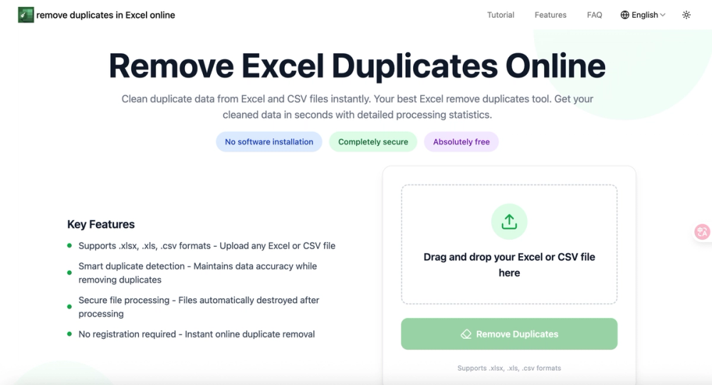 image of Remove Excel Duplicates Online
