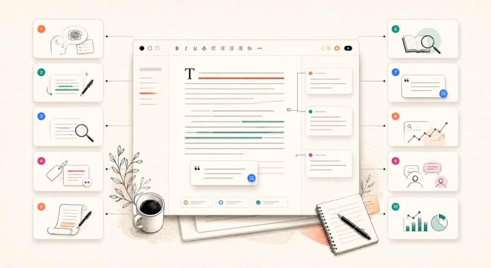Editorial AI writing workspace comparing ten writing capabilities Editorial AI writing workspace comparing ten writing capabilities