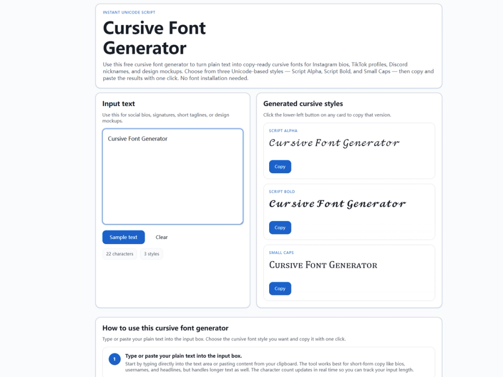 image of Cursive Font generator image of Cursive Font generator