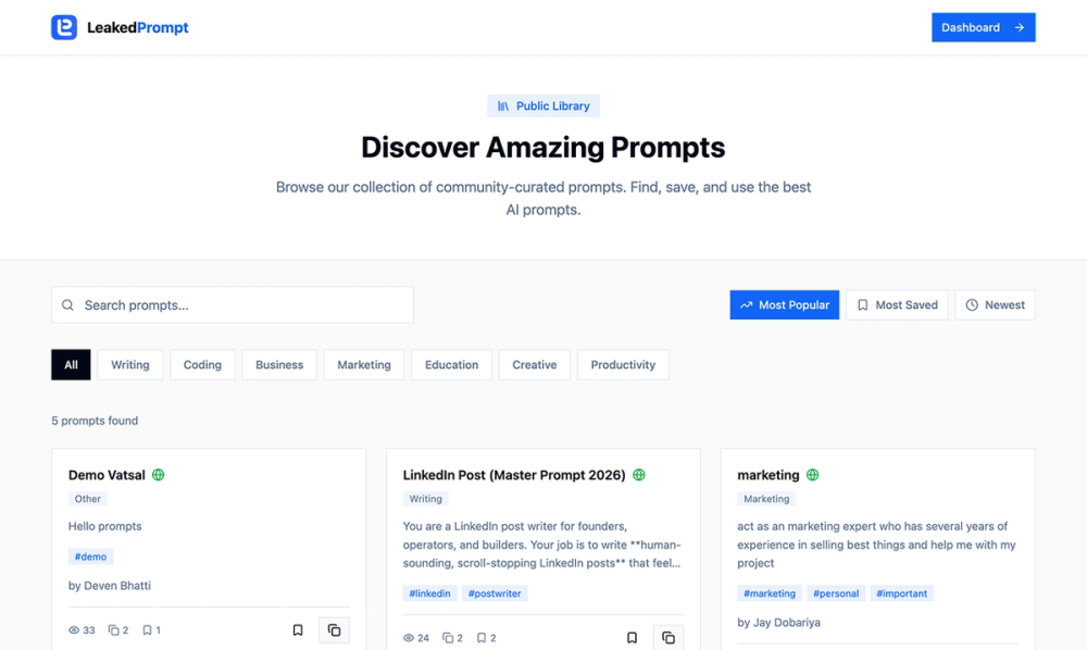 image of LeakedPrompts image of LeakedPrompts