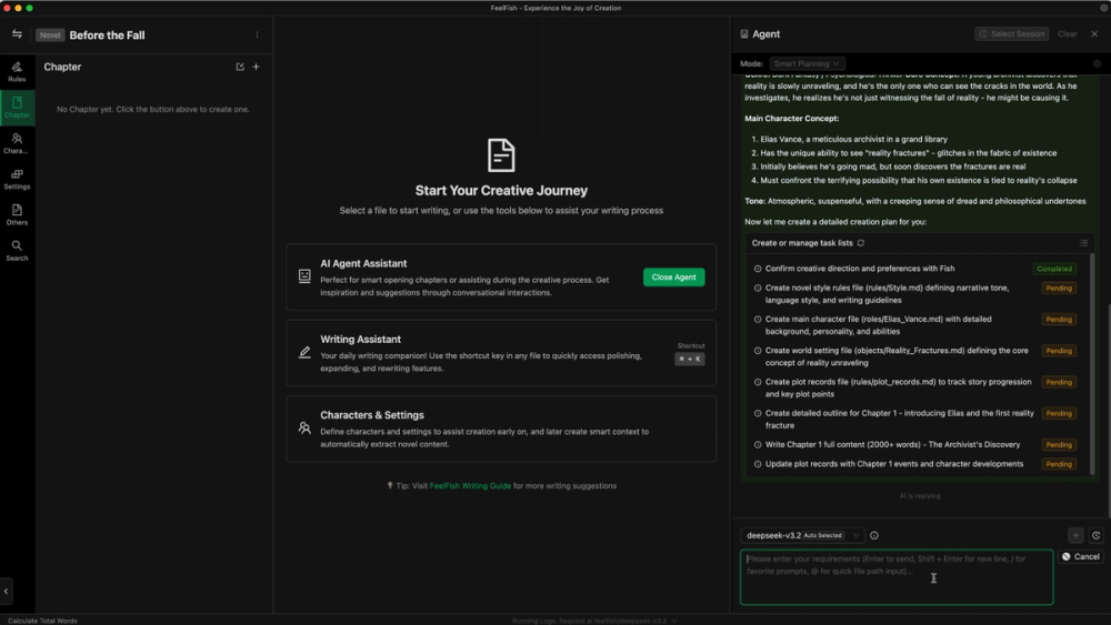 image of FeelFish AI Novel Writing Agent