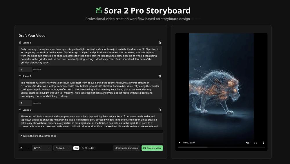 image of Sora 2 Pro Storyboard