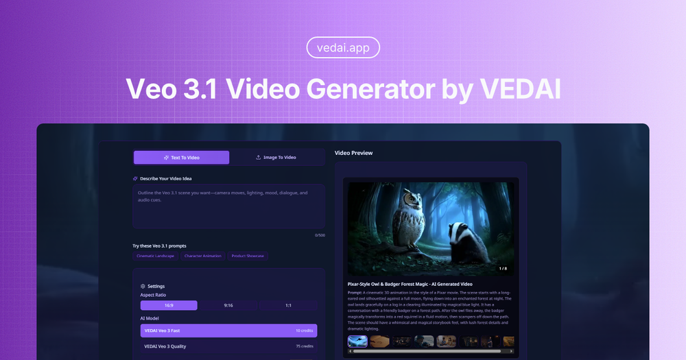 image of VEDAI -Veo 3.1 Video Generator
