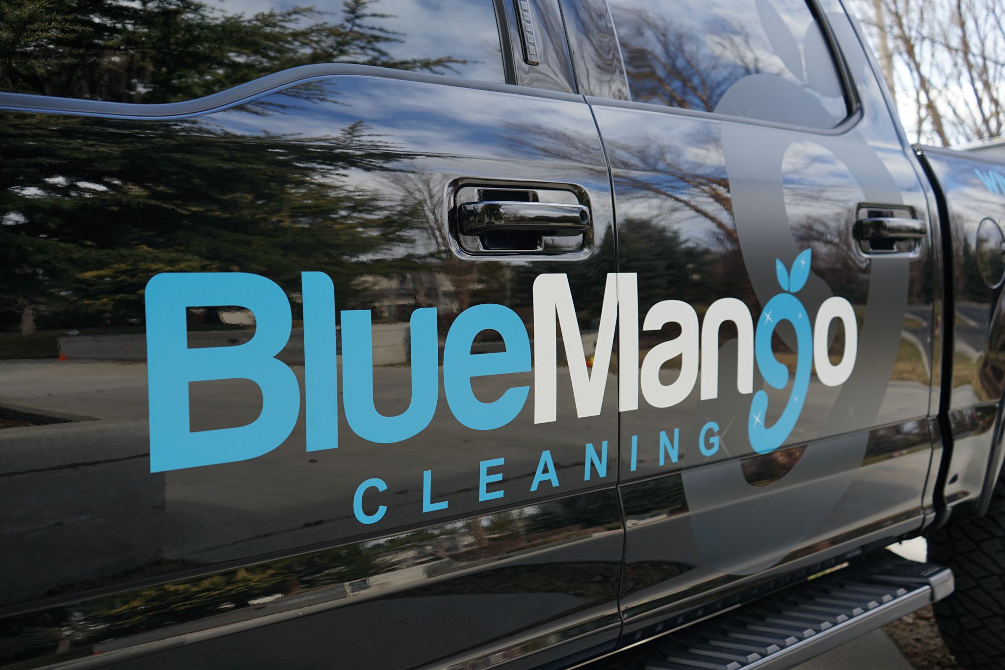 The side of the BlueMango truck