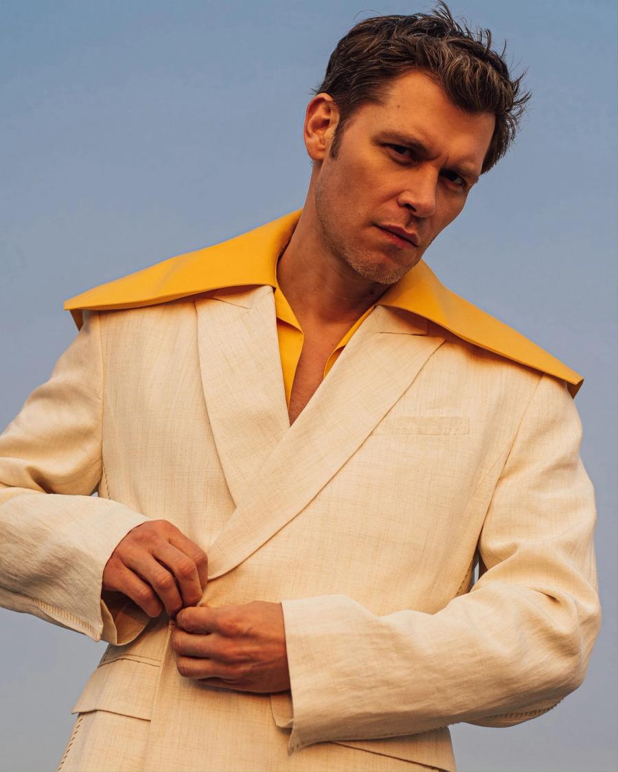 Actor Joseph Morgan, wearing a Jacquemus suit, photographed for Numéro Netherlands shot by photographer Taylor Miller.