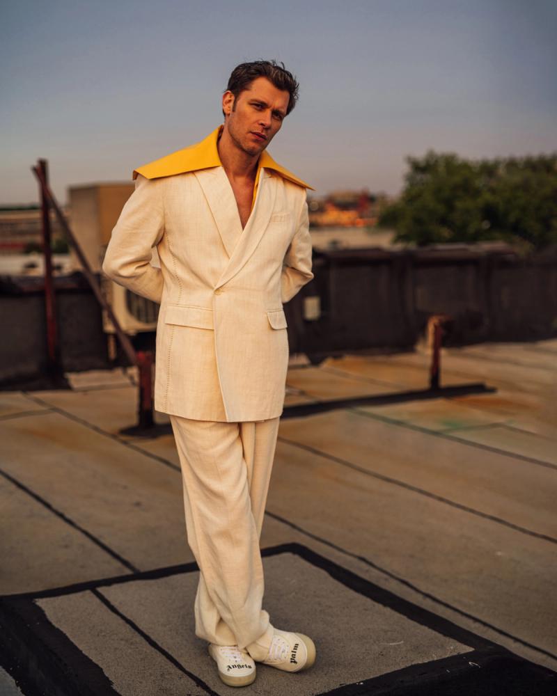 Actor Joseph Morgan, wearing a Jacquemus suit, photographed for Numéro Netherlands shot by photographer Taylor Miller.