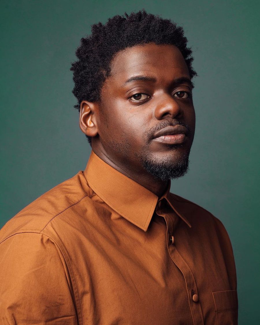 Actor DANIEL KALUUYA, wearing an orange shirt, photographed in New York City by fashion and celebrity photographer Taylor Miller who is located in Brooklyn, NY. 