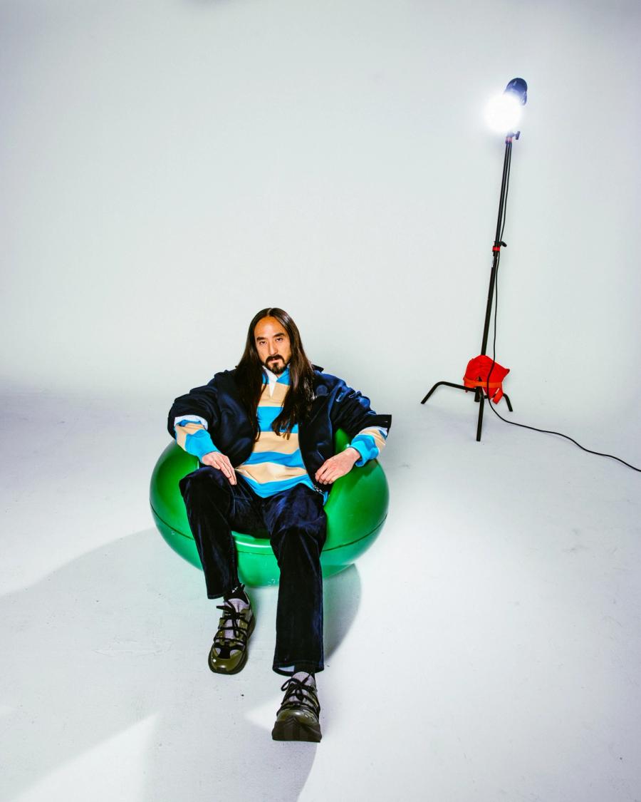 Steve Aoki, wearing a Tommy Hilfiger Jacket, polo and Pants, photographed for Complex and Tommy Hilfiger by photographer Taylor Miller.