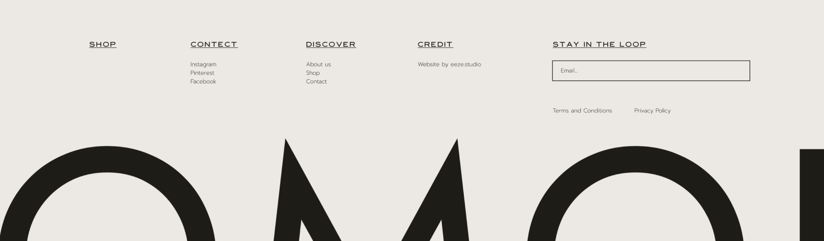 Shopify Website Mockup for OMOI Jewelry - Footer Design Mockup of the footer design for OMOI Jewerly - A Shopify website by eeze studio