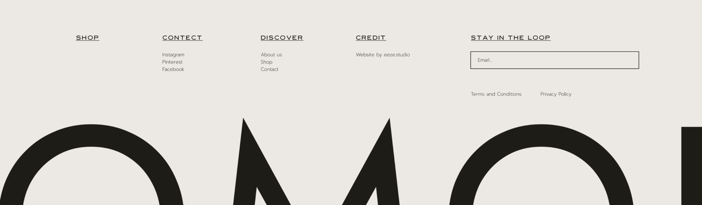 Shopify Website Mockup for OMOI Jewelry - Footer Design Mockup of the footer design for OMOI Jewerly - A Shopify website by eeze studio