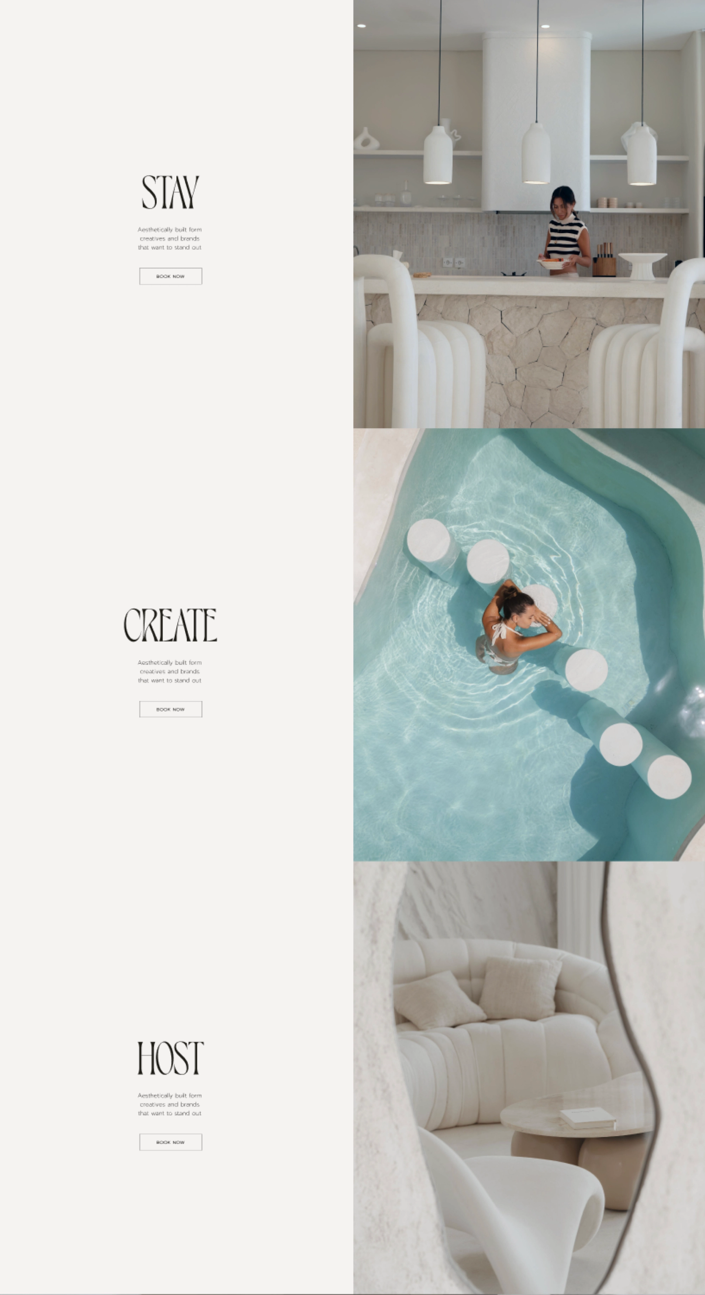 House of Creations: Website Mockup for the Services Section in the homepage. Design by eeze studio Website's Services Section Mockup for House of Creations Bali