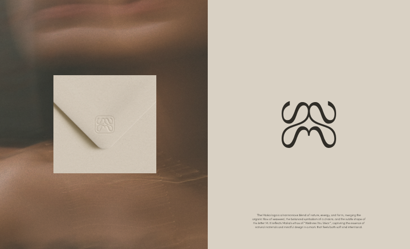 MAIKA Stationery Emboss and Logo Mark – Brand Design Suite by Eeze Studio MAIKA stationery suite with embossed envelope and brand icon, detail for creative subscription branding and identity design by Eeze Studio