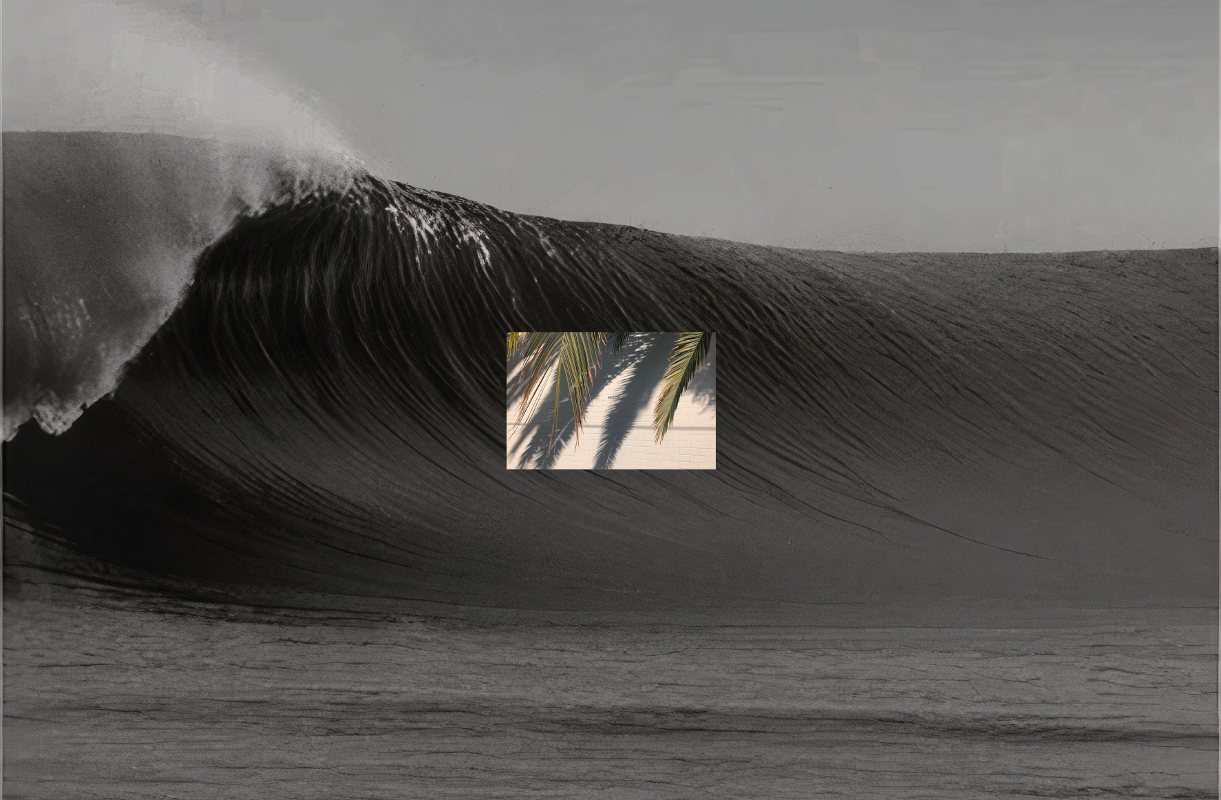 OREUM Creative Website Branding—Luxury Lifestyle Landing by Eeze Studio Minimalist website branding for OREUM project featuring a dramatic black-and-white ocean wave with inset palm shadow imagery; designed by Eeze Studio for luxury lifestyle and wellness brands in Bali.