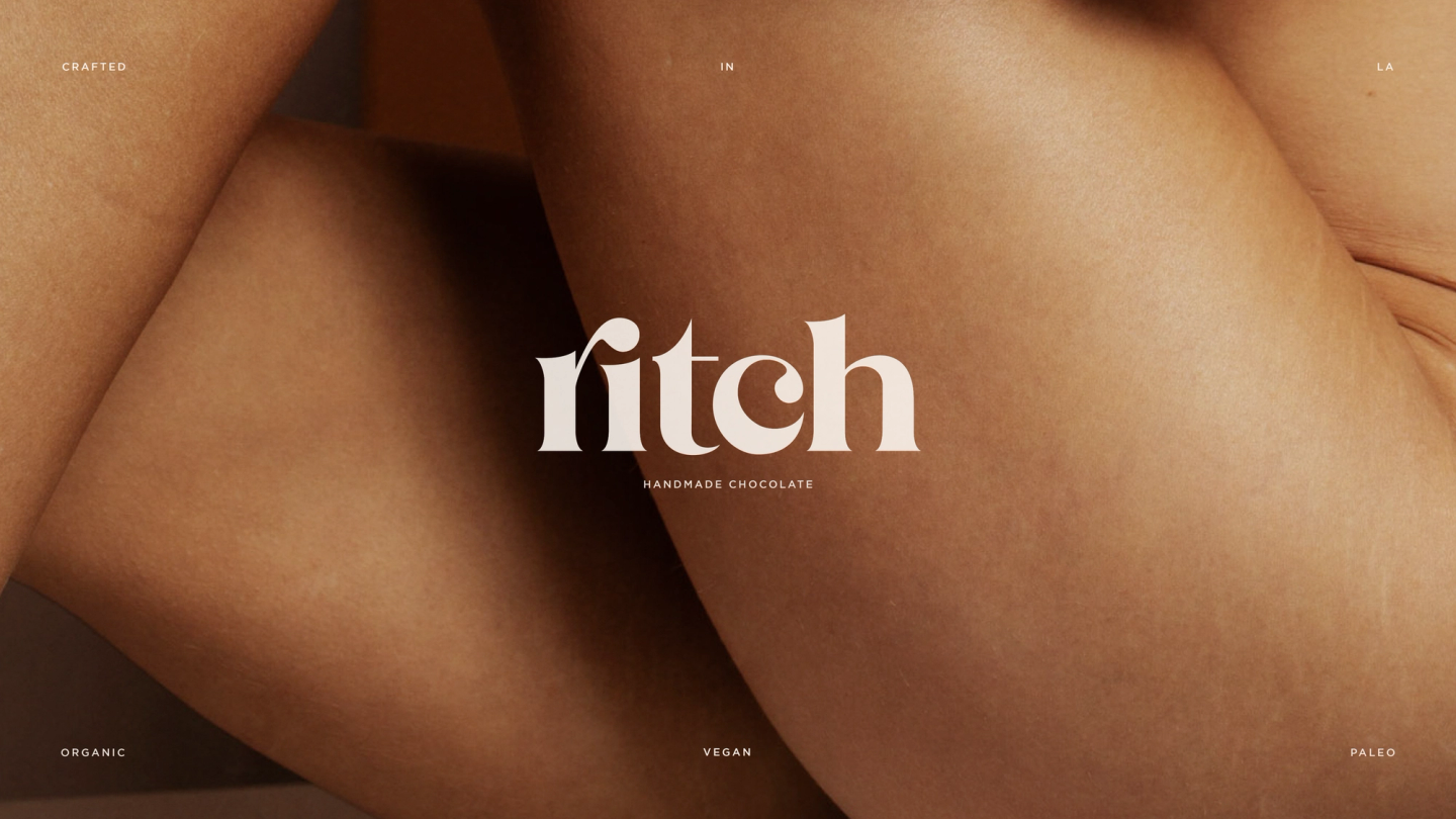 Ritch Handmade Chocolate – Brand Identity Lockup by eeze studio Brand identity lockup for Ritch Handmade Chocolate featuring serif logotype bold imagery