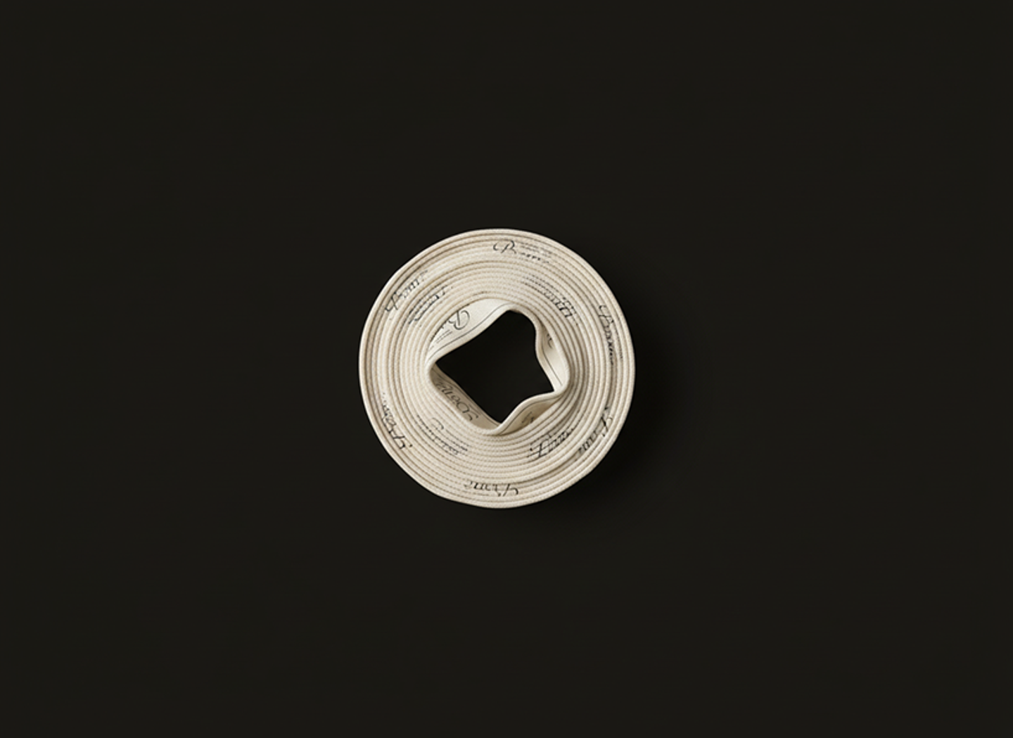Minimal woven branding ribbon for BØME Studios mens jewelry, showcasing refined logo pattern and heritage-inspired packaging design created by Eeze Studio as part of the branding and visual identity project.