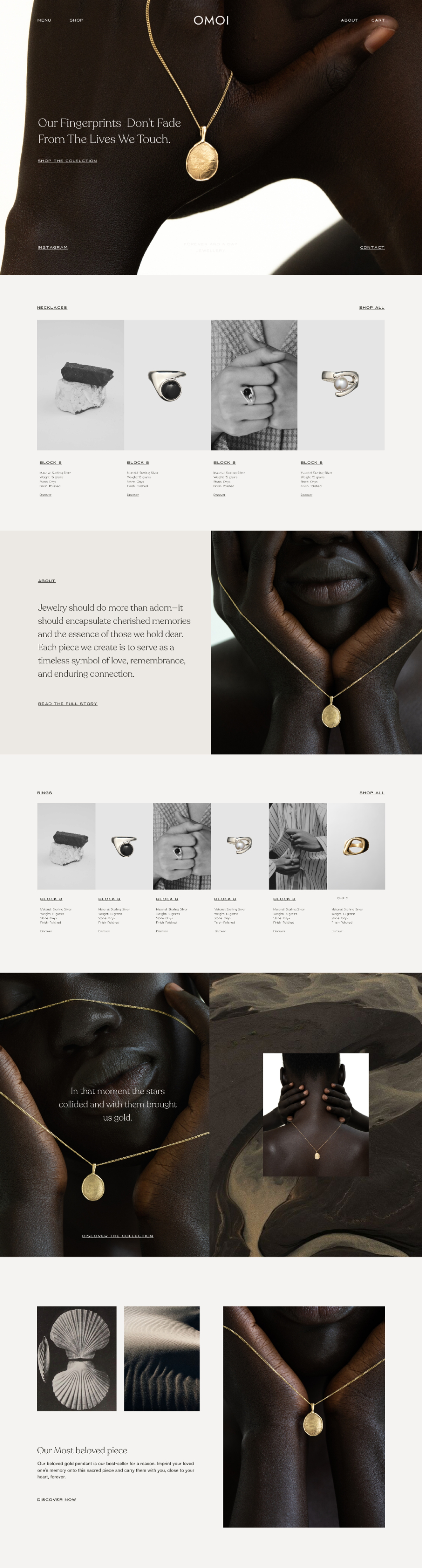 Proposed Mockup of the homepage for OMOI Jewelry. Design by eeze studio Proposed Mockup of the homepage for OMOI Jewelry.