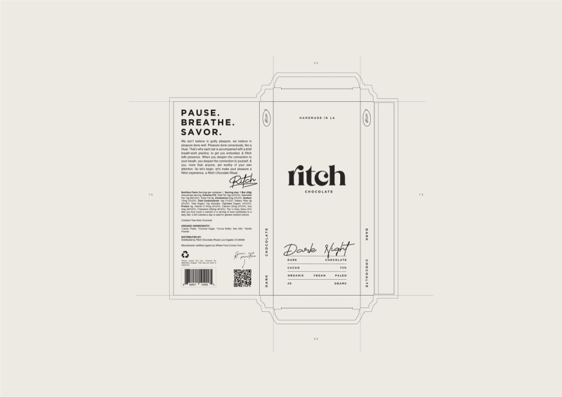 Mockup of rich packaging design for Ritch Handmade Chocolate Mockup of rich packaging design for Ritch Handmade Chocolate, created by Eeze Studio, showcasing brand assets.