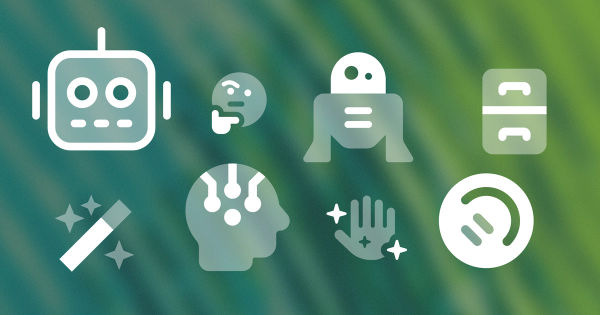 Icons depicting various robots, magic wand, magic hand, Roomba, filing cabinet
