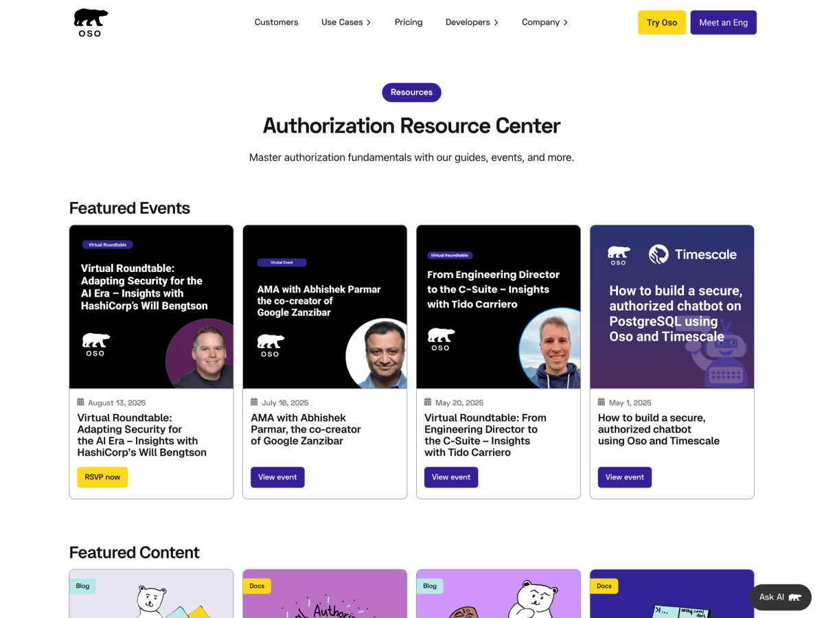 Oso Authorization Research Center on desktop