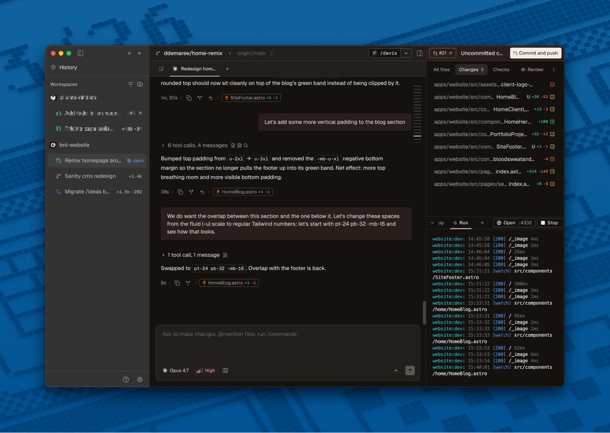 Screenshot of Conductor AI coding app