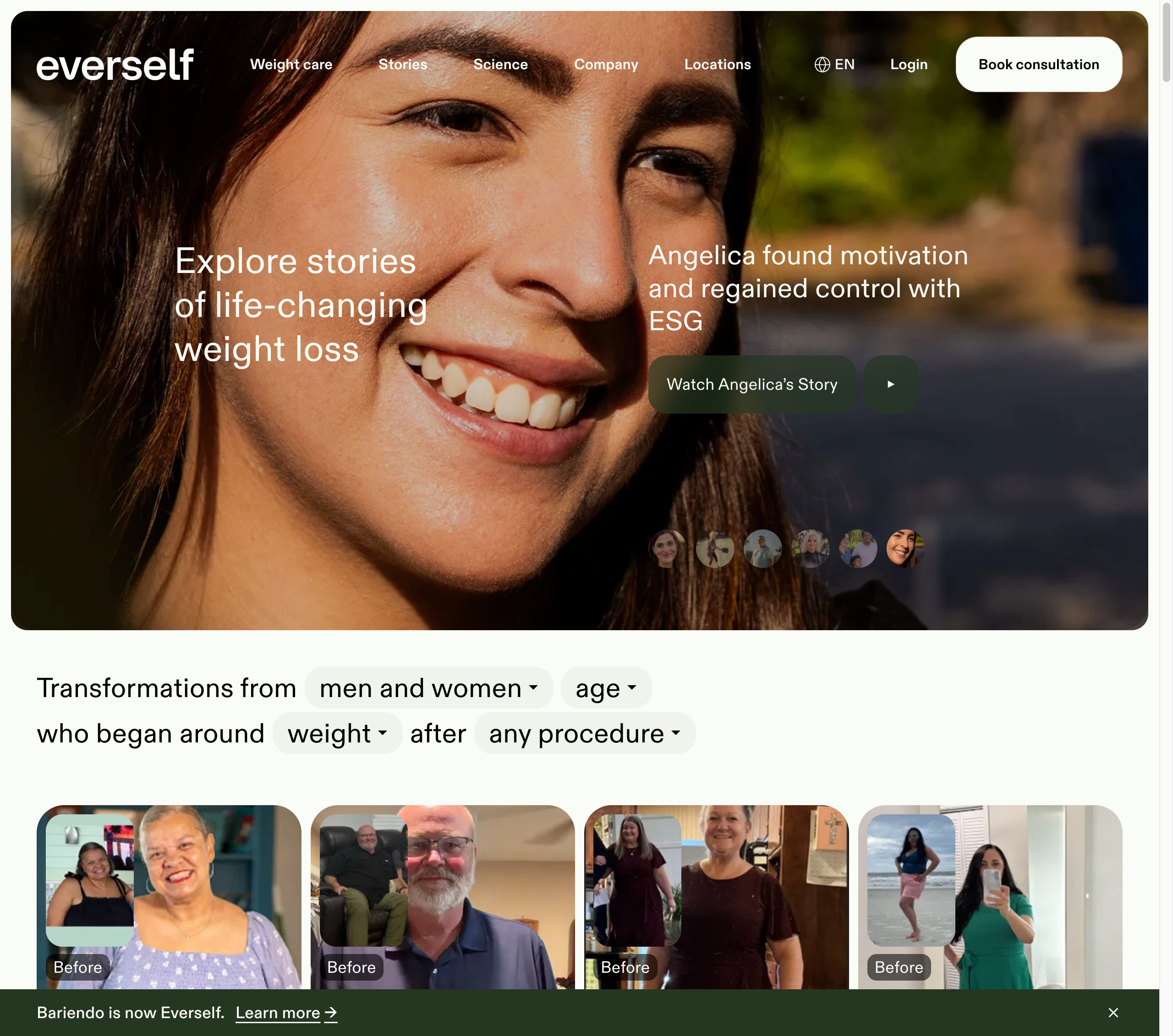Everself success stories detail page shown in a laptop browser