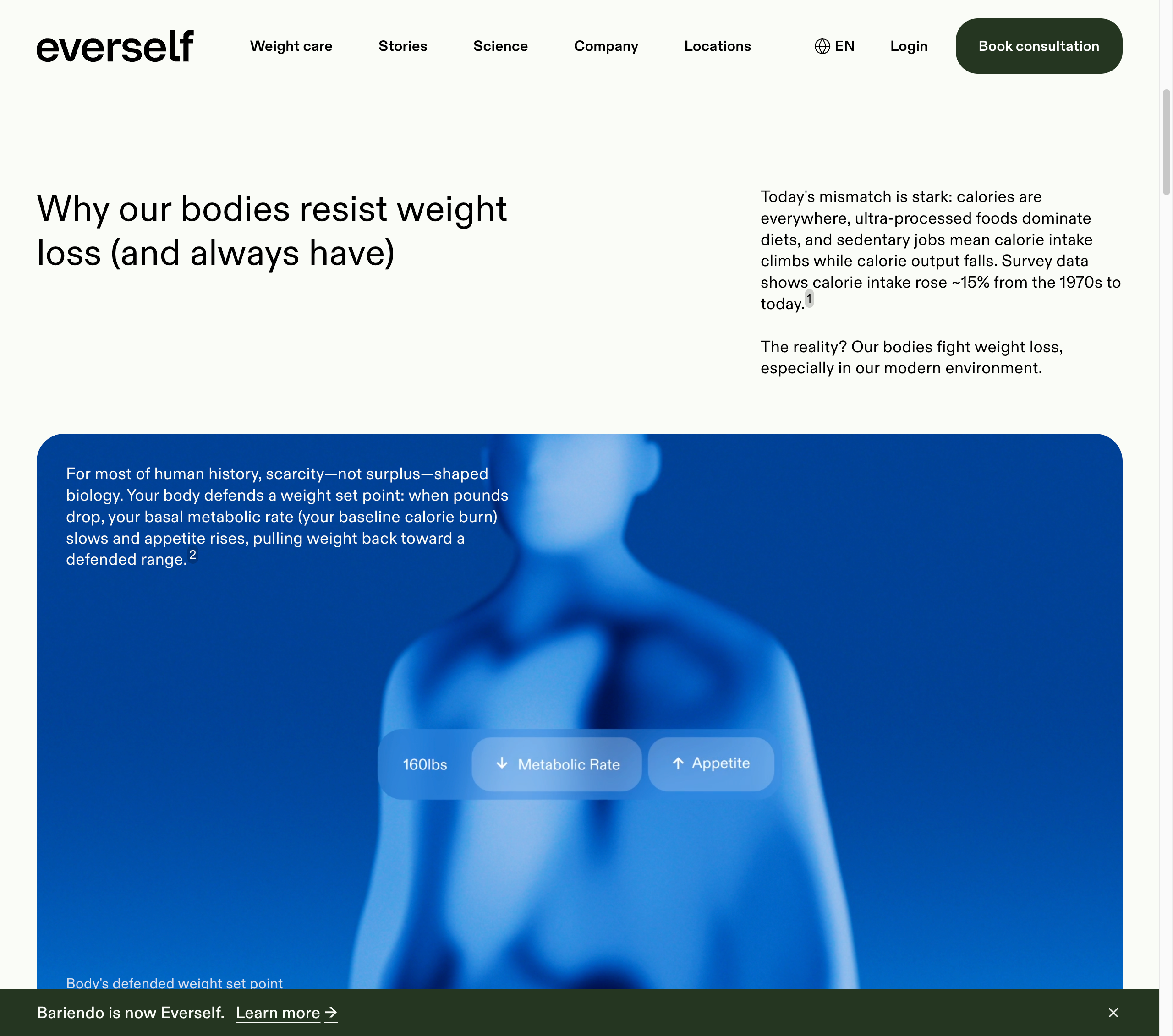 Everself science page shown in a laptop browser