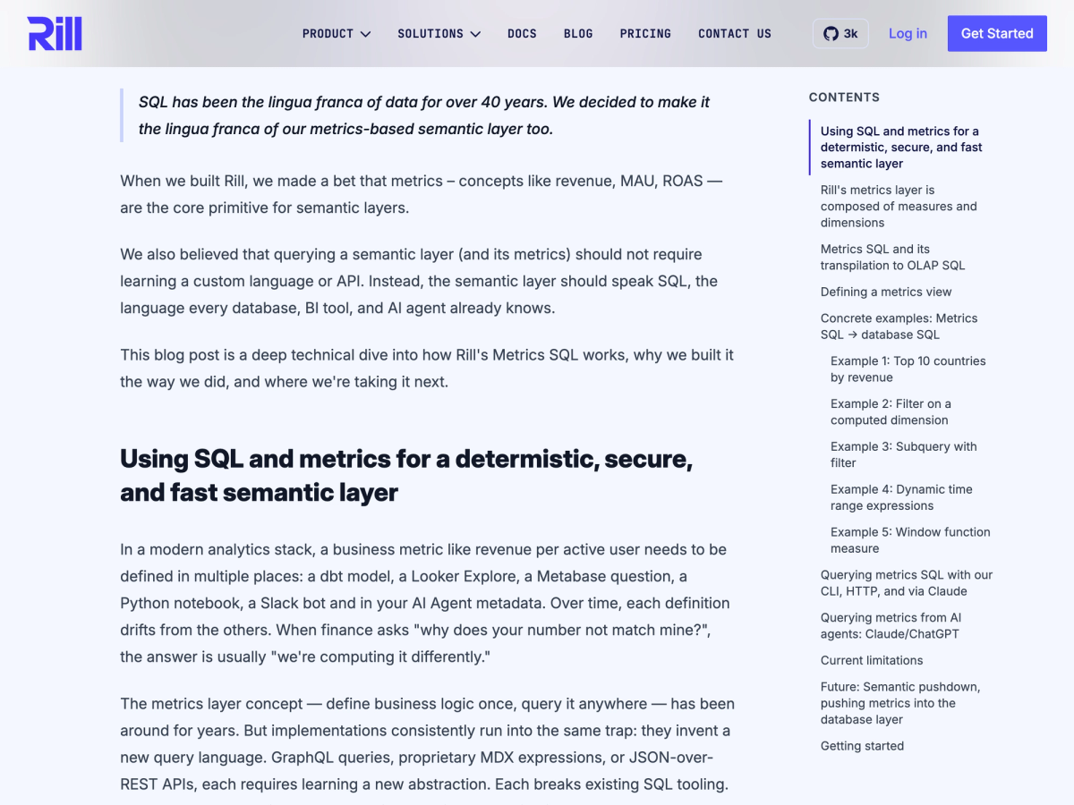 Rill Data blog page text