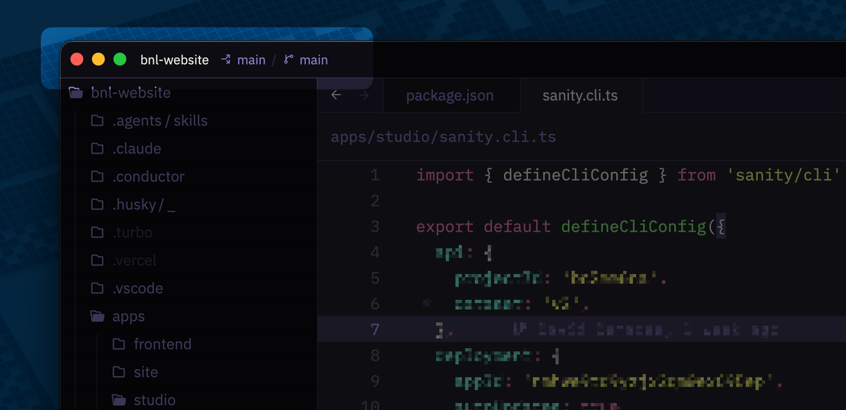 Screenshot of Zed code editor with Git branch and worktree highlighted
