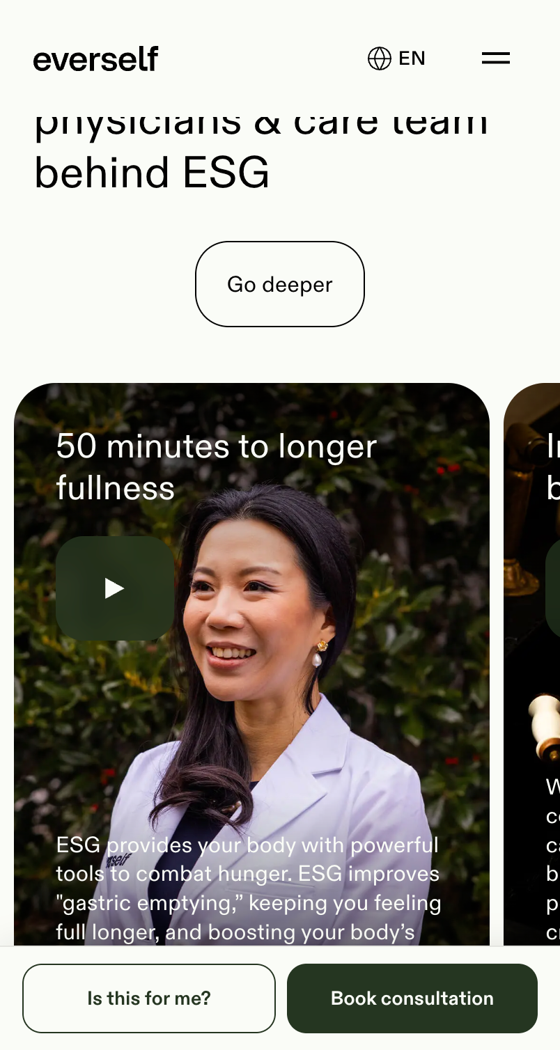 Everself stomach tightening article shown on an iPhone
