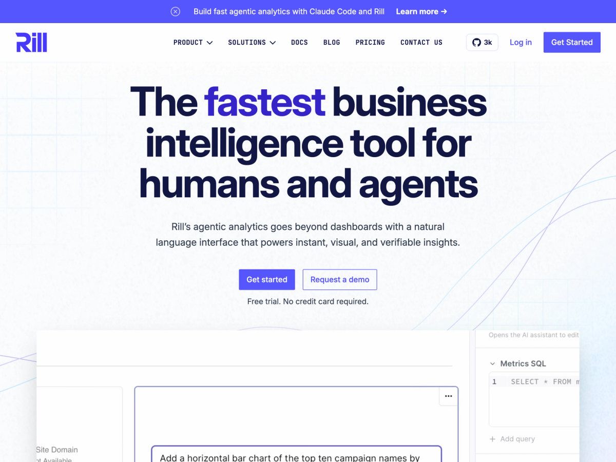 Rill Data homepage