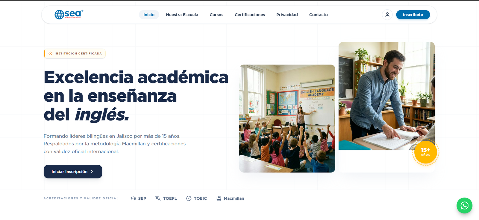 Academia SEA: Institutional platform to enroll English students at every level and certification.
