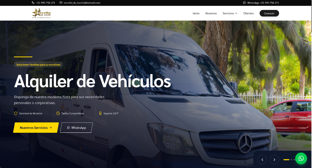 Estrella de David: Complete redesign as a quote site for tourist bus rentals.