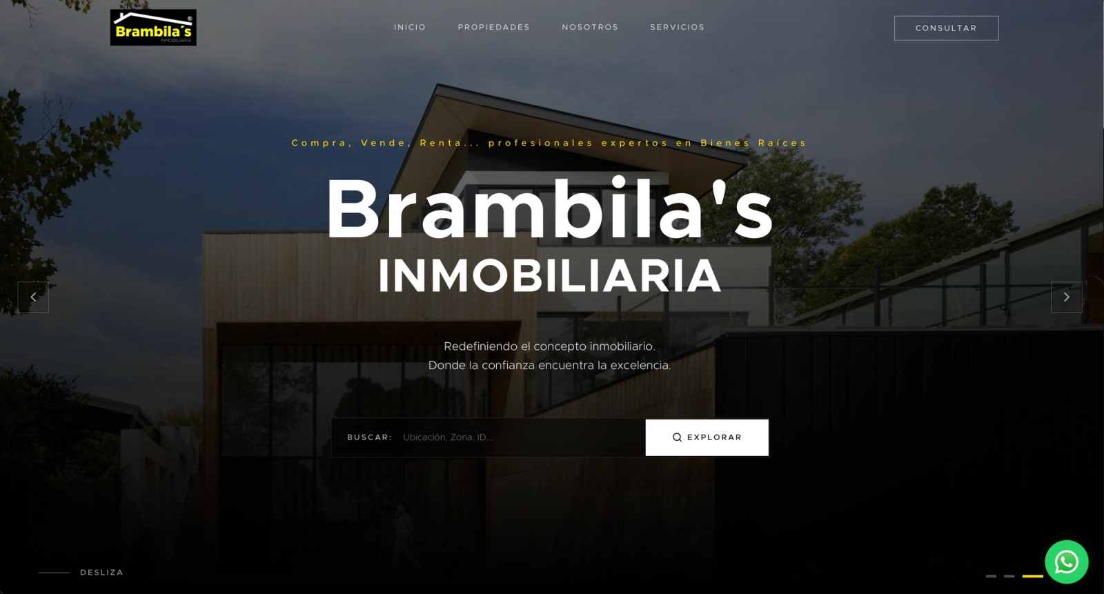 Brambila's Inmobiliaria: Plataforma inmobiliaria con gestión de propiedades y fichas que se comparten con vista previa en WhatsApp.