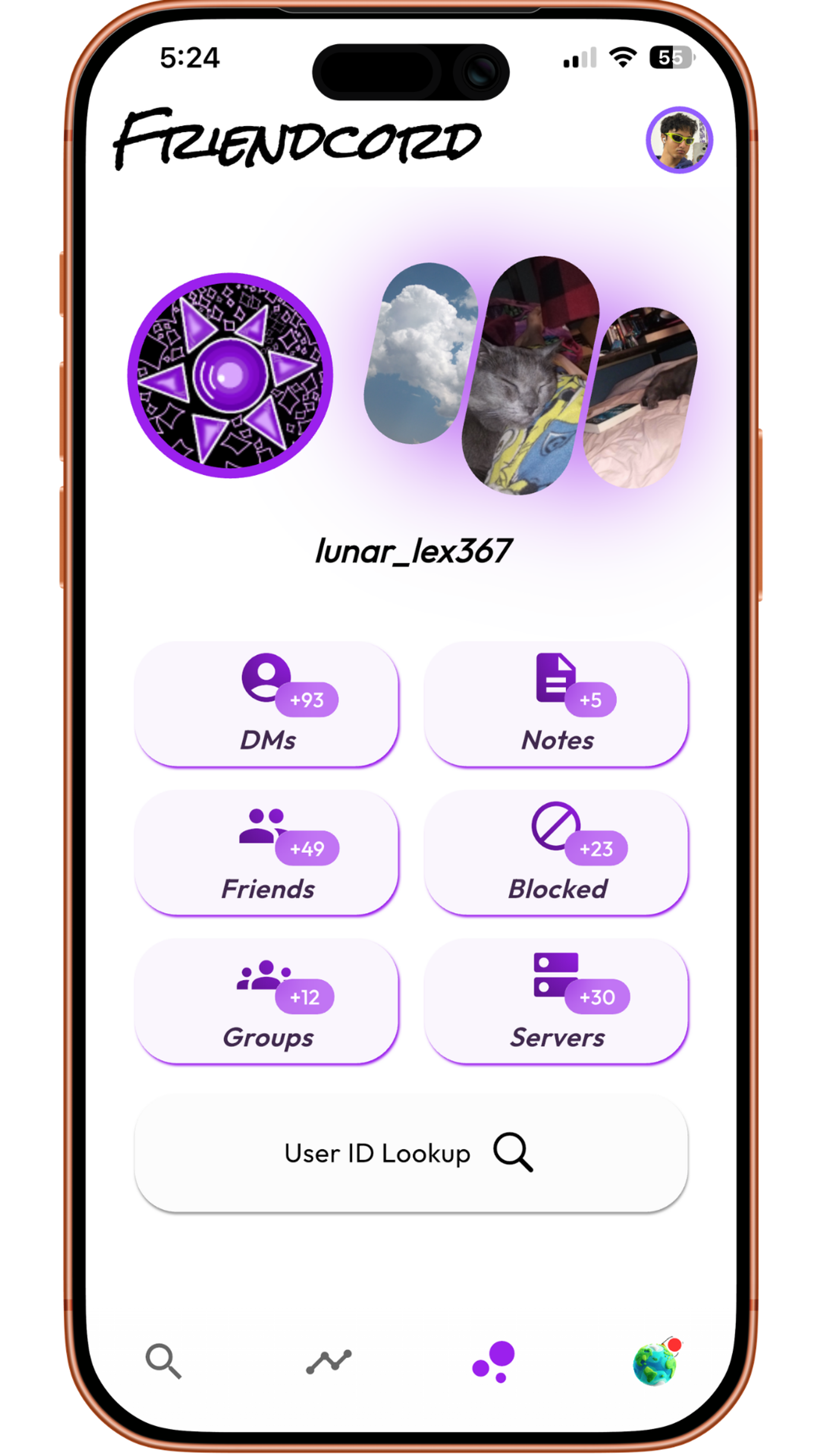 Friendcord app dashboard for browsing Discord history