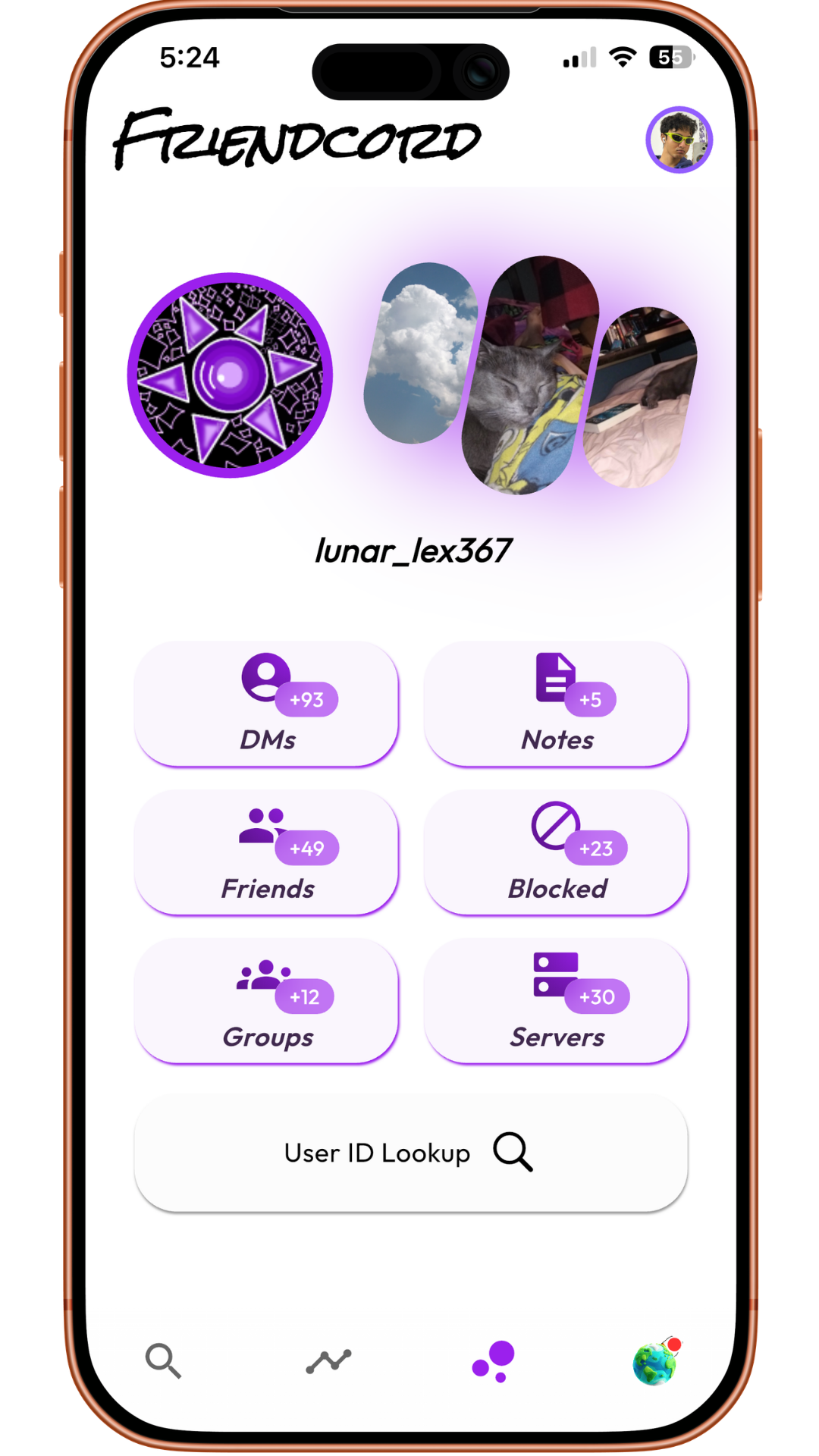 Friendcord app dashboard for browsing Discord history
