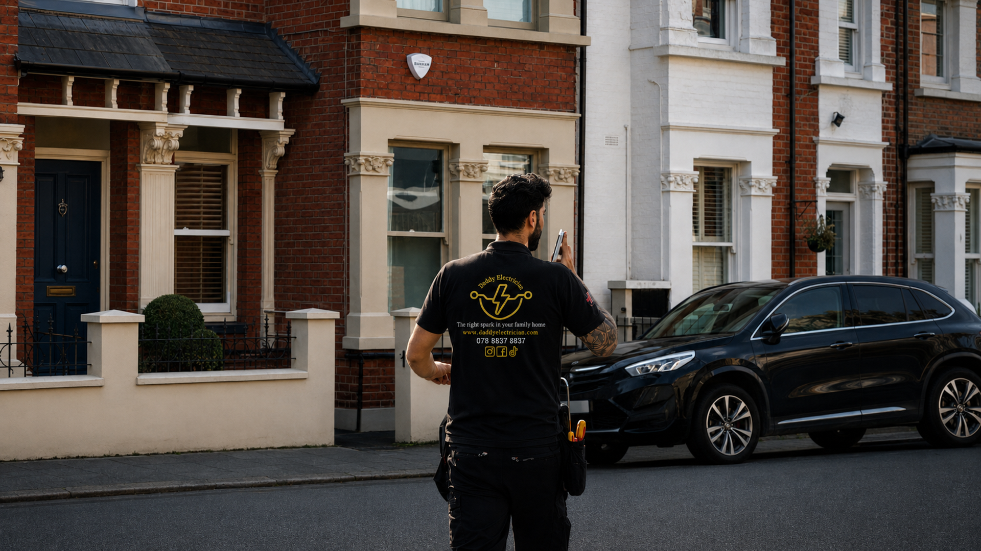Professional qualified electrician carrying out electrical work in London