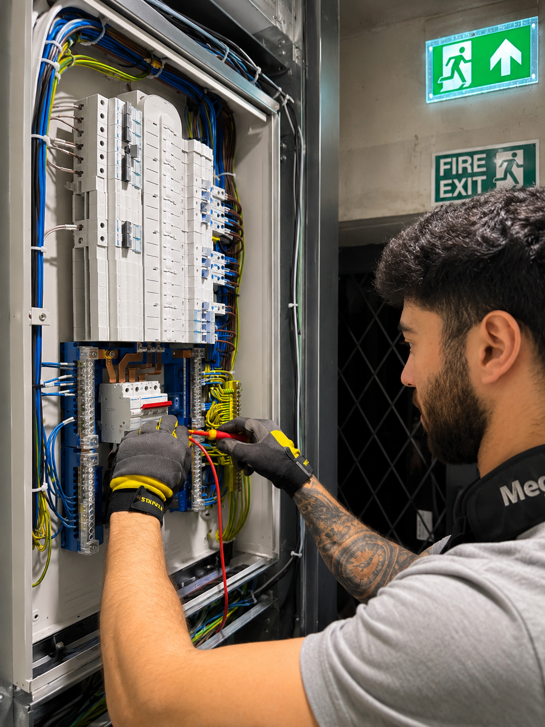 Professional qualified electrician carrying out electrical work in London