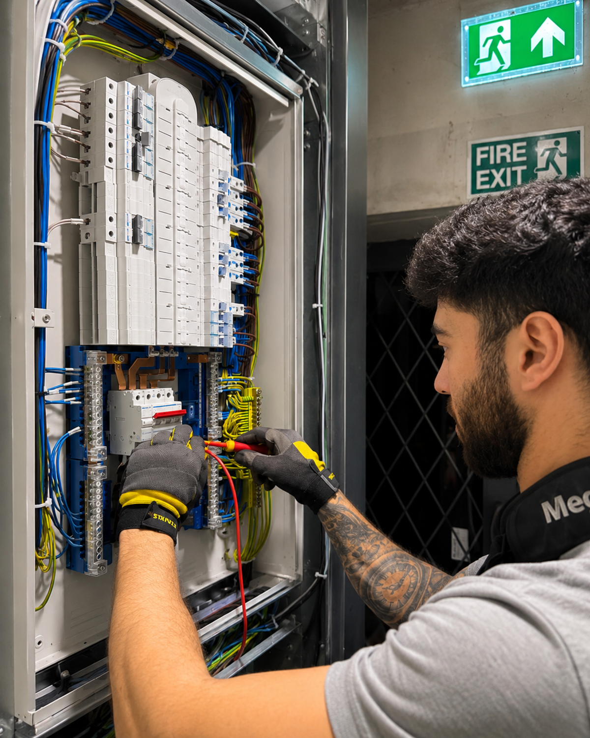 Professional qualified electrician carrying out electrical work in London
