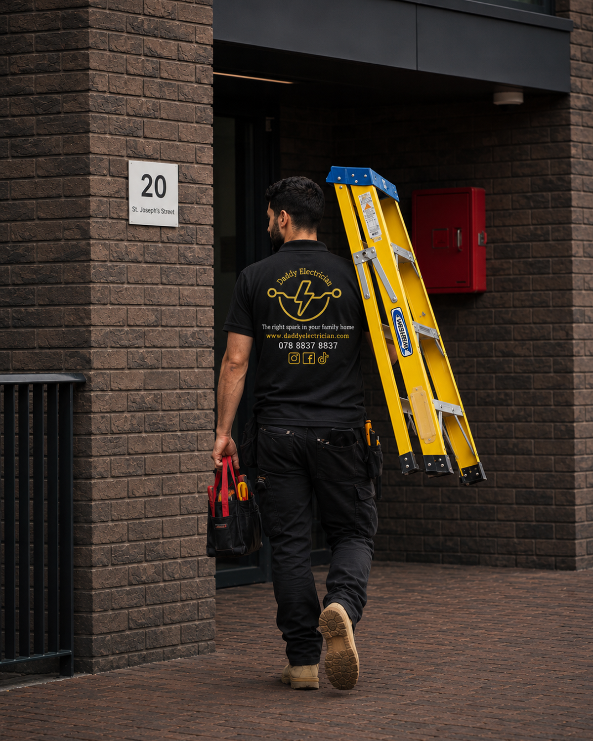 Professional qualified electrician carrying out electrical work in London