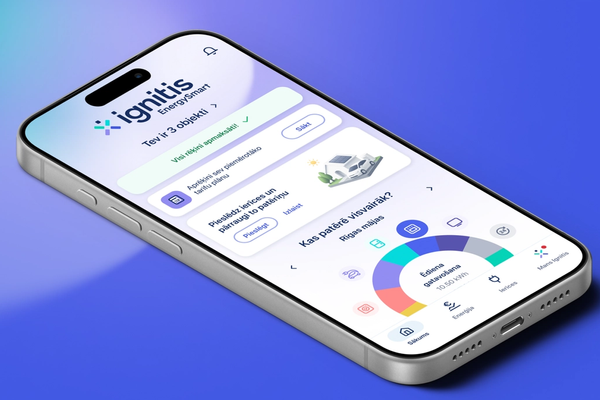 Ignitis mobilās aplikācijas ekrāns