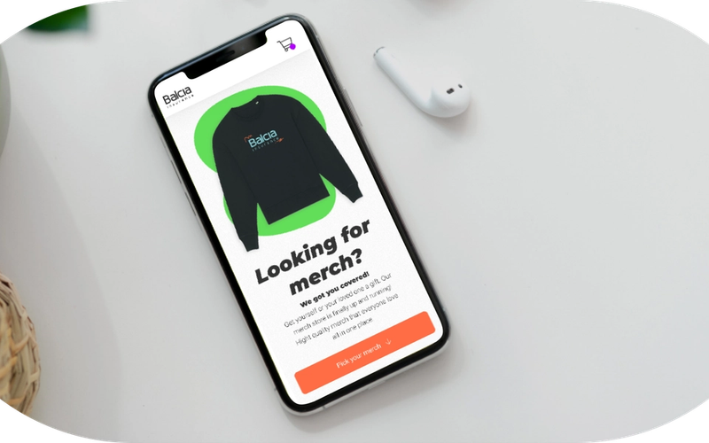 interneta veikala balcia izstrādes paraugs telefonā