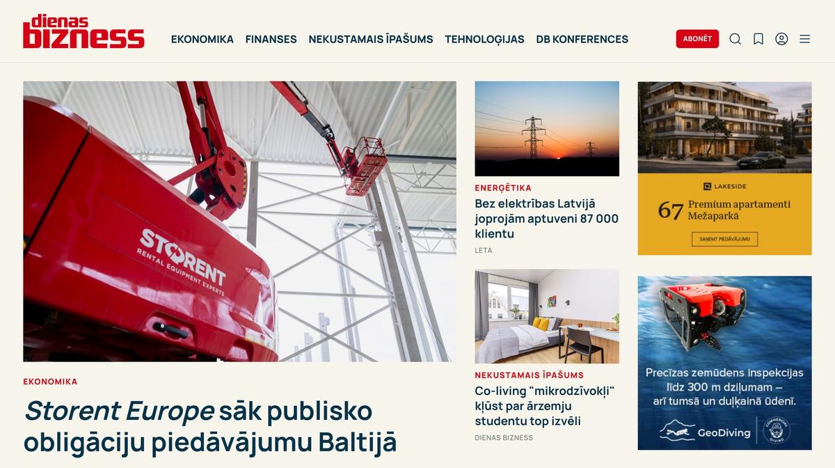 db.lv homepage, the Latvian business news portal Dienas Bizness, built on Statamic by iConcept
